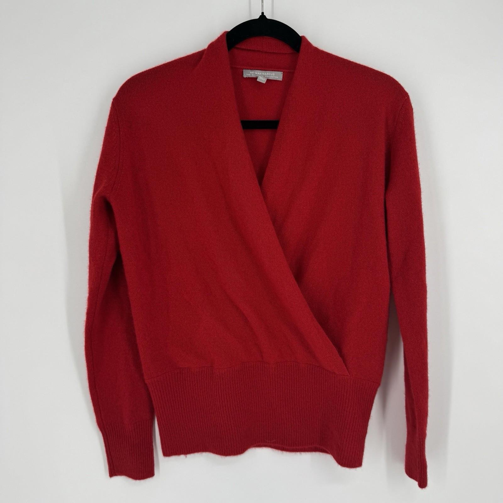 Neiman Marcus sweater womens small S red cashmere wrap work holiday party office