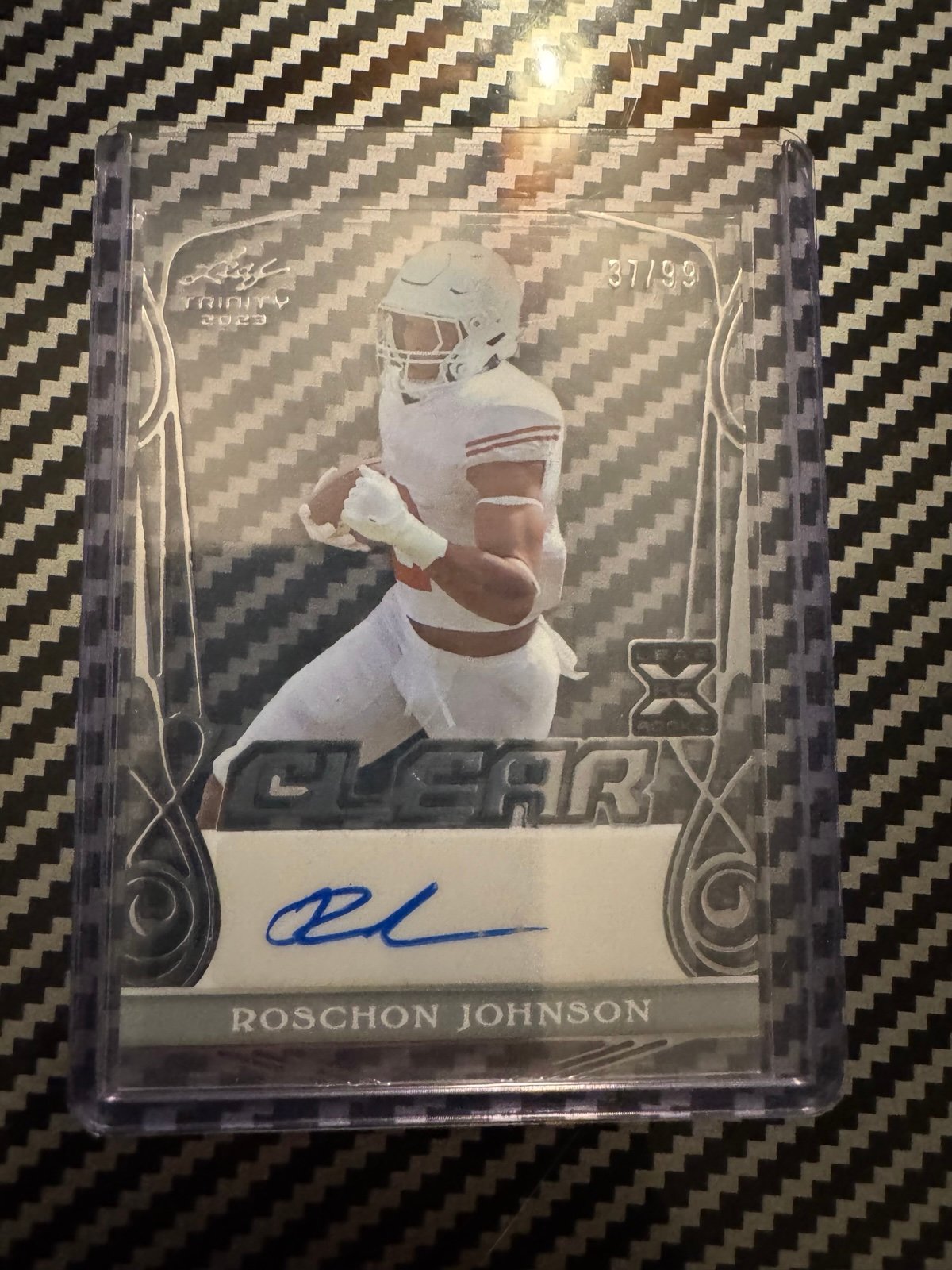 2023 Leaf Trinity Football Roschon Johnson RC Auto Acetate /99!!