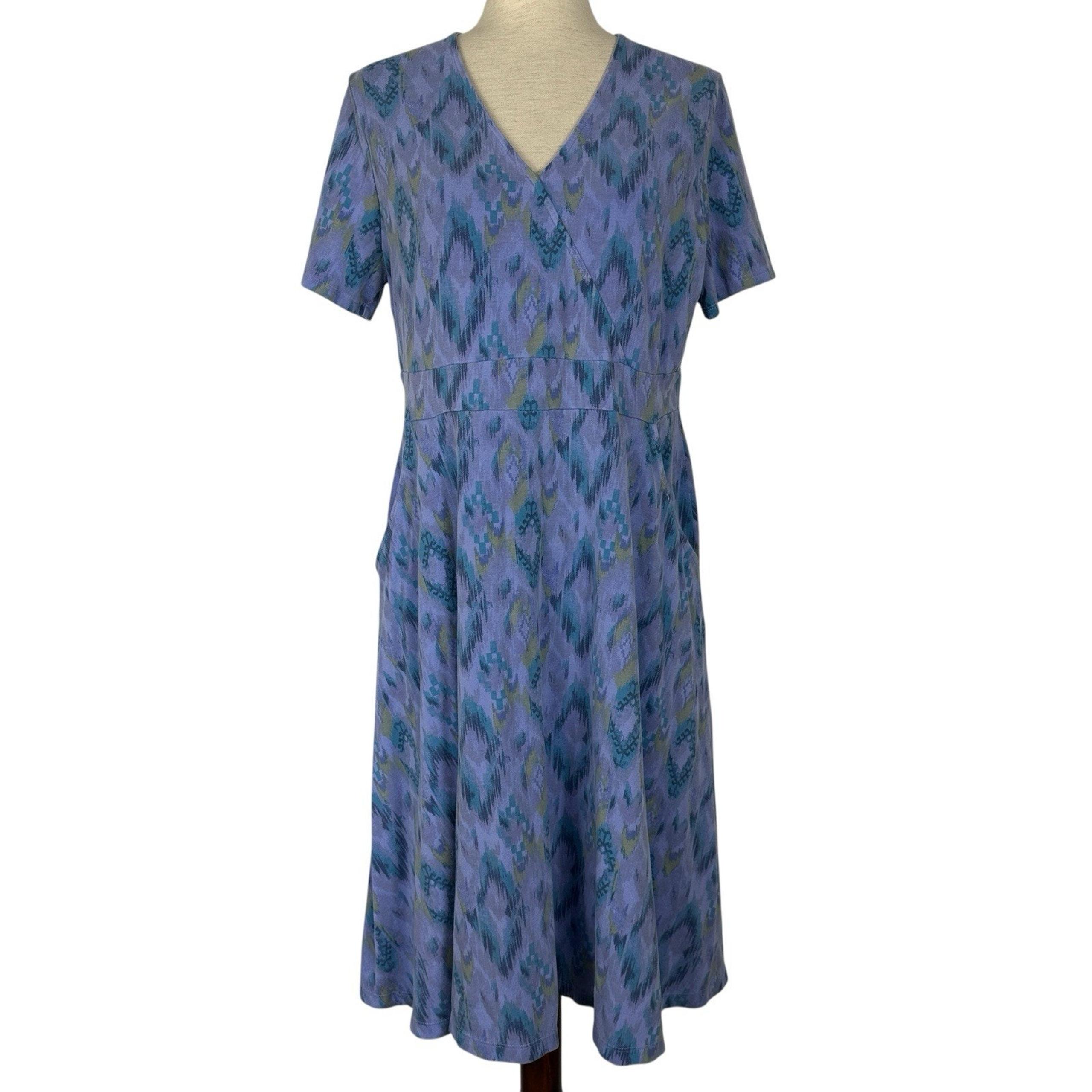 Fresh Produce Midi Dress Womens XL Purple Batik Tribal Summer Knit Sundress USA
