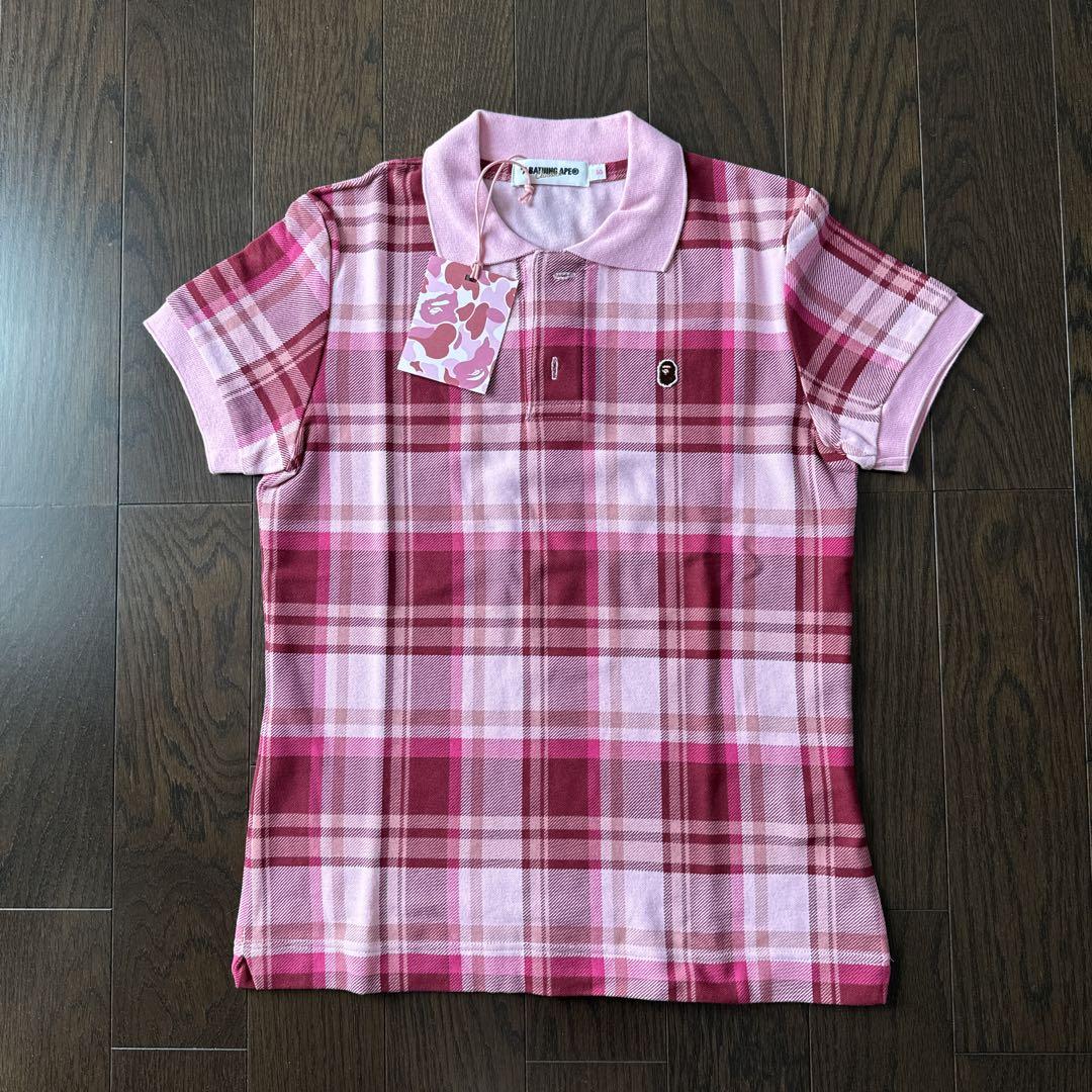 Brand New A BATHING APE Short Sleeve Polo Shirt, Pink