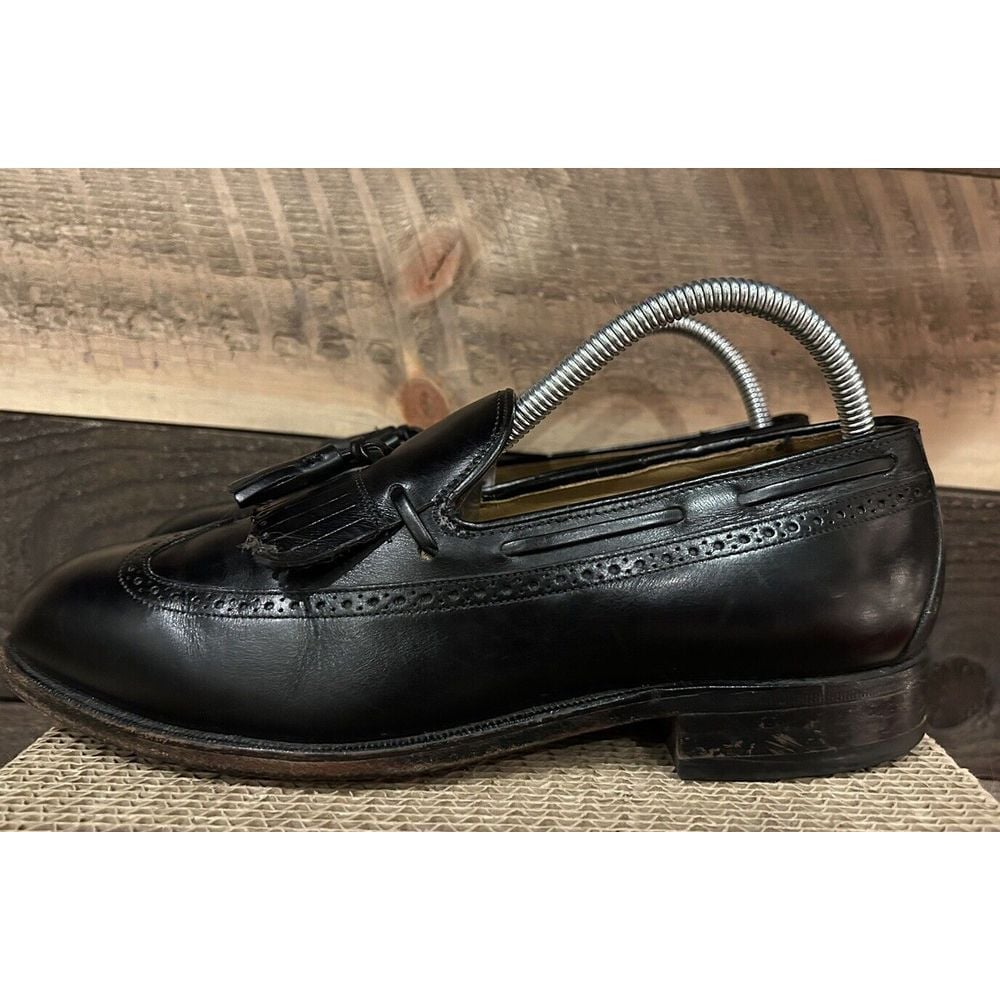 Johnston & Murphy Mens black Leather Kilted Tasseled Wingtip Loafers US 6.5 EEE