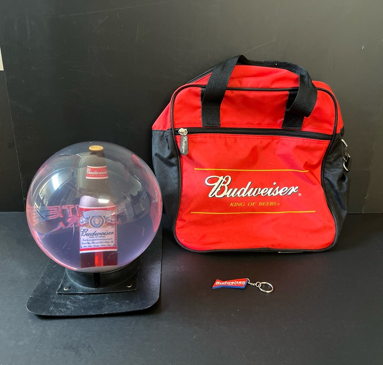 Vintage New Ebonite Budweiser 14lb Bowling Ball & Bag