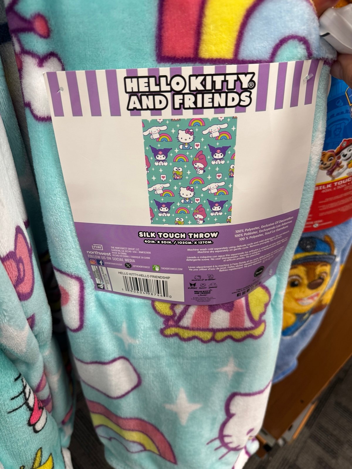 Blue hello kitty and friend Throw