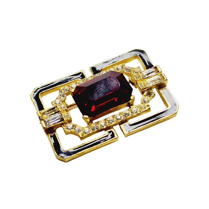 Vintage 80's Moghul Style Glass Enamel Brooch (A849)