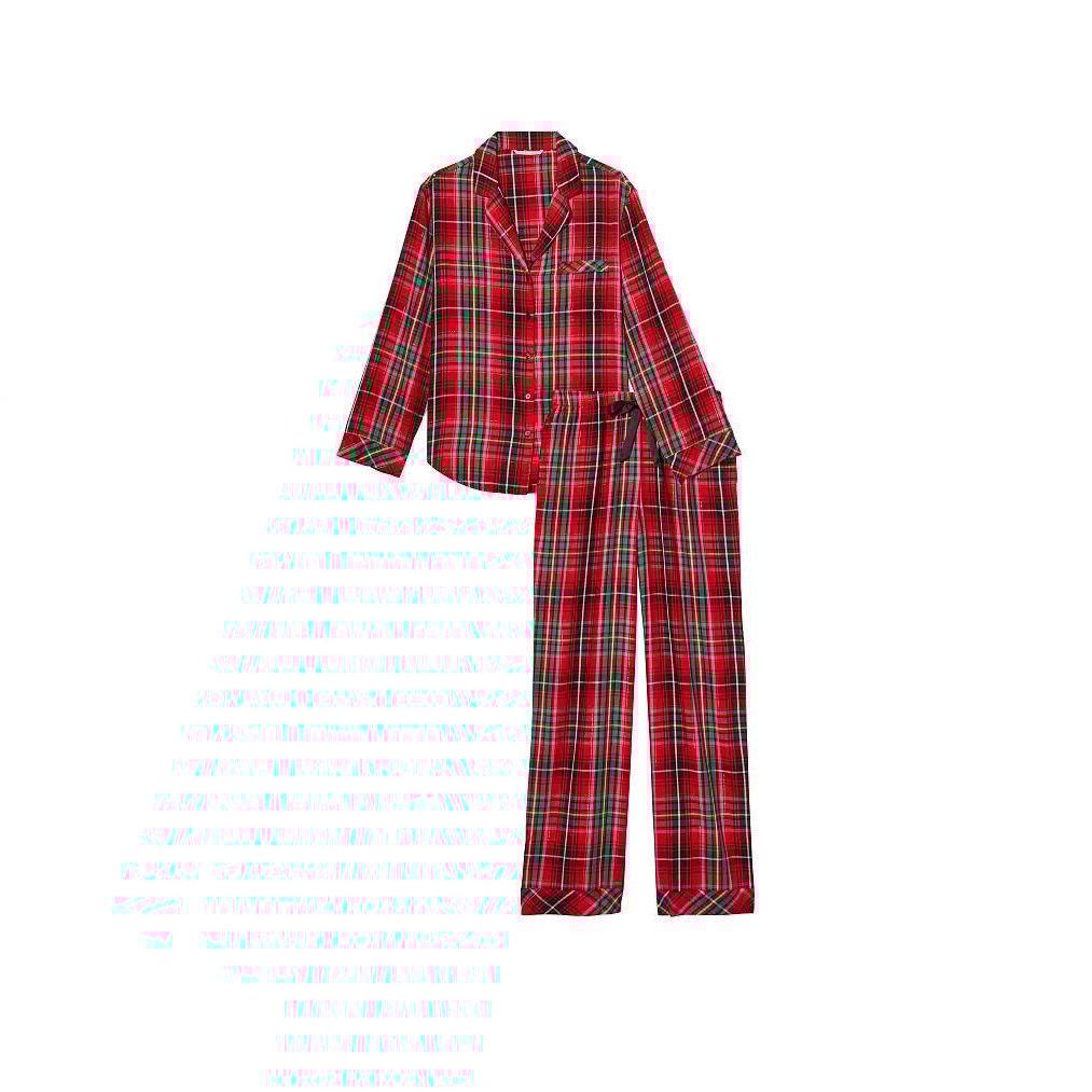 VICTORIA'S SECRET XXL PJ SET sleepwear flannel red green PLAID black CHRISTMAS