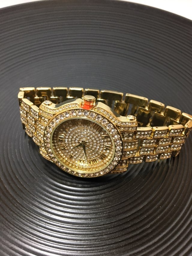 14K gold plated iced out watch