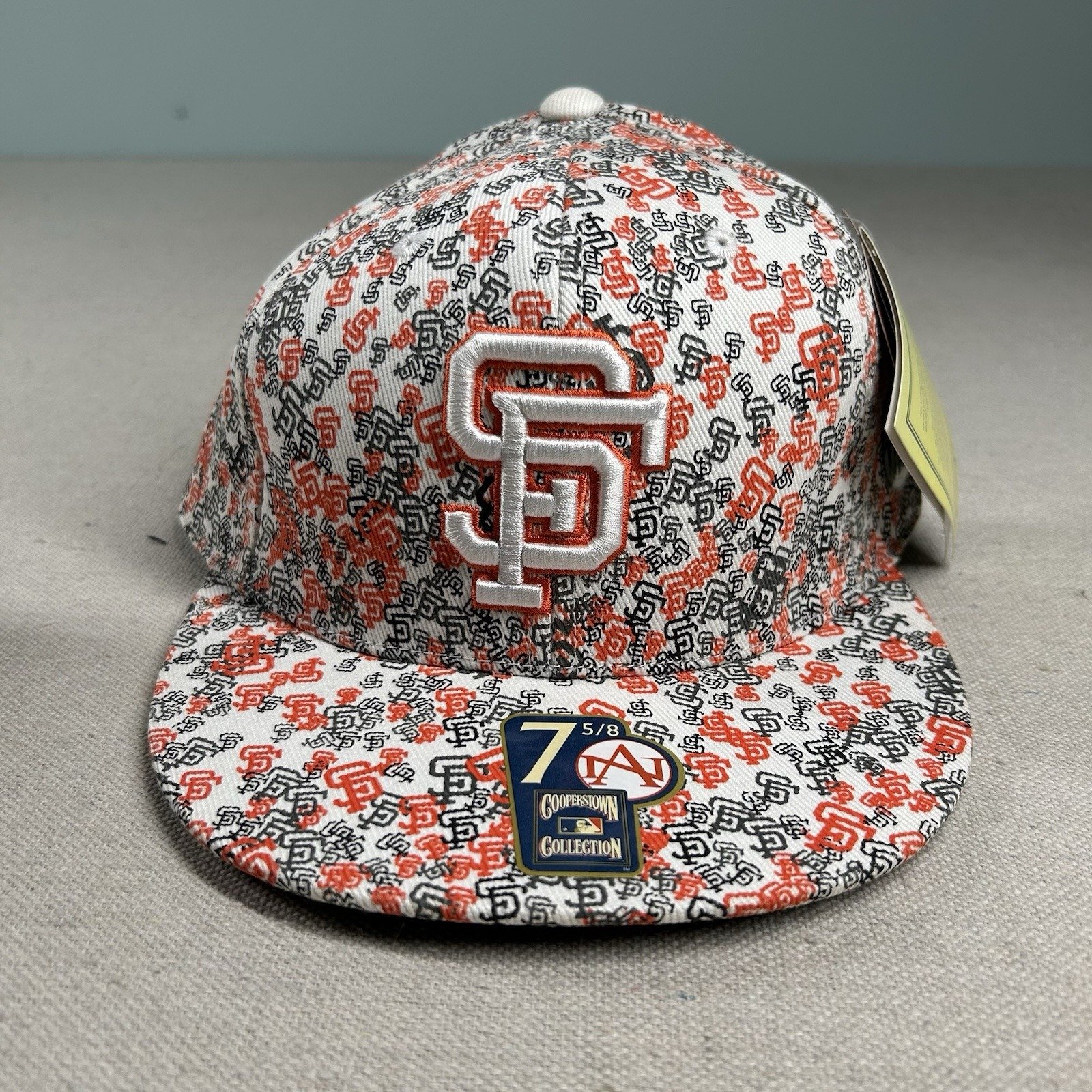 Vintage American Needle Giants Hat All Over Print Logo Fitted 7 5/8 MLB Baseball