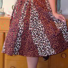 Deadly Dames Kinky Box Pleat Full Leopard Skirt