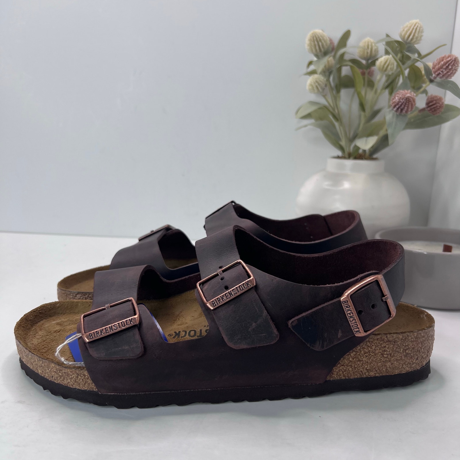 Birkenstock Milano BS Waxy Leather Sandal Habana Regular Fit Men's 10/EU 43 NWB