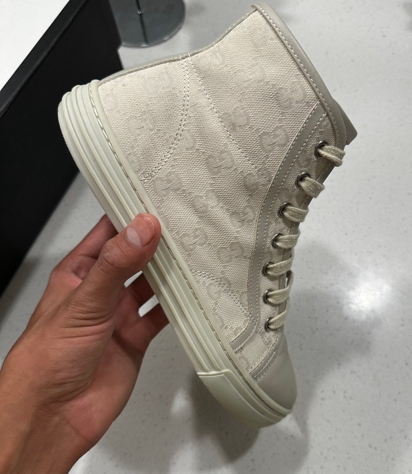 Gucci Wmns GG High 'Logo Print - White'