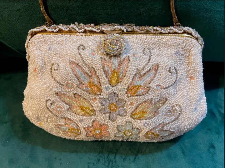Vintage 1940's Pastel Beaded Evening Purse from FRANCE