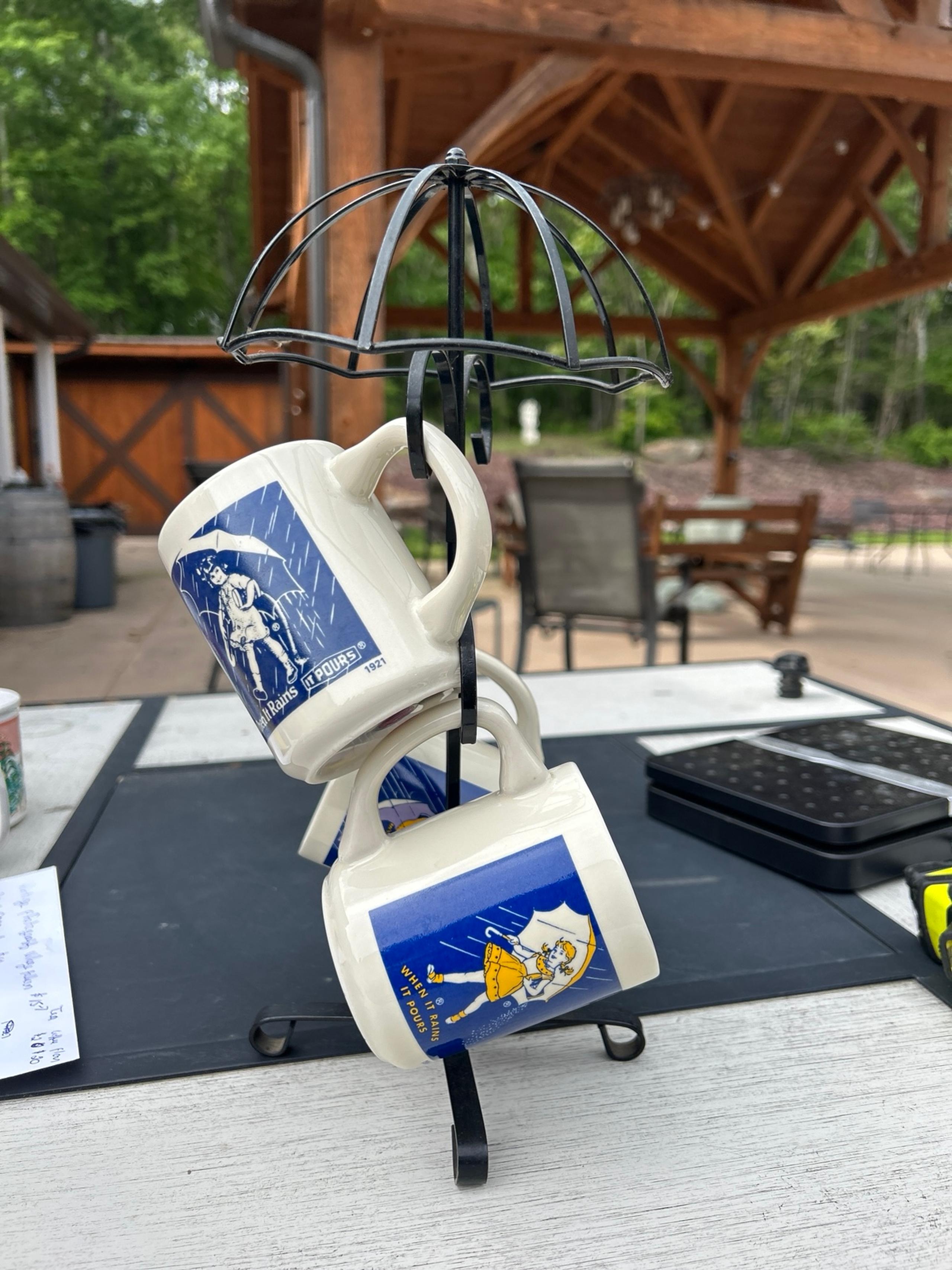 Morton salt, tea, mugs, and tea tree