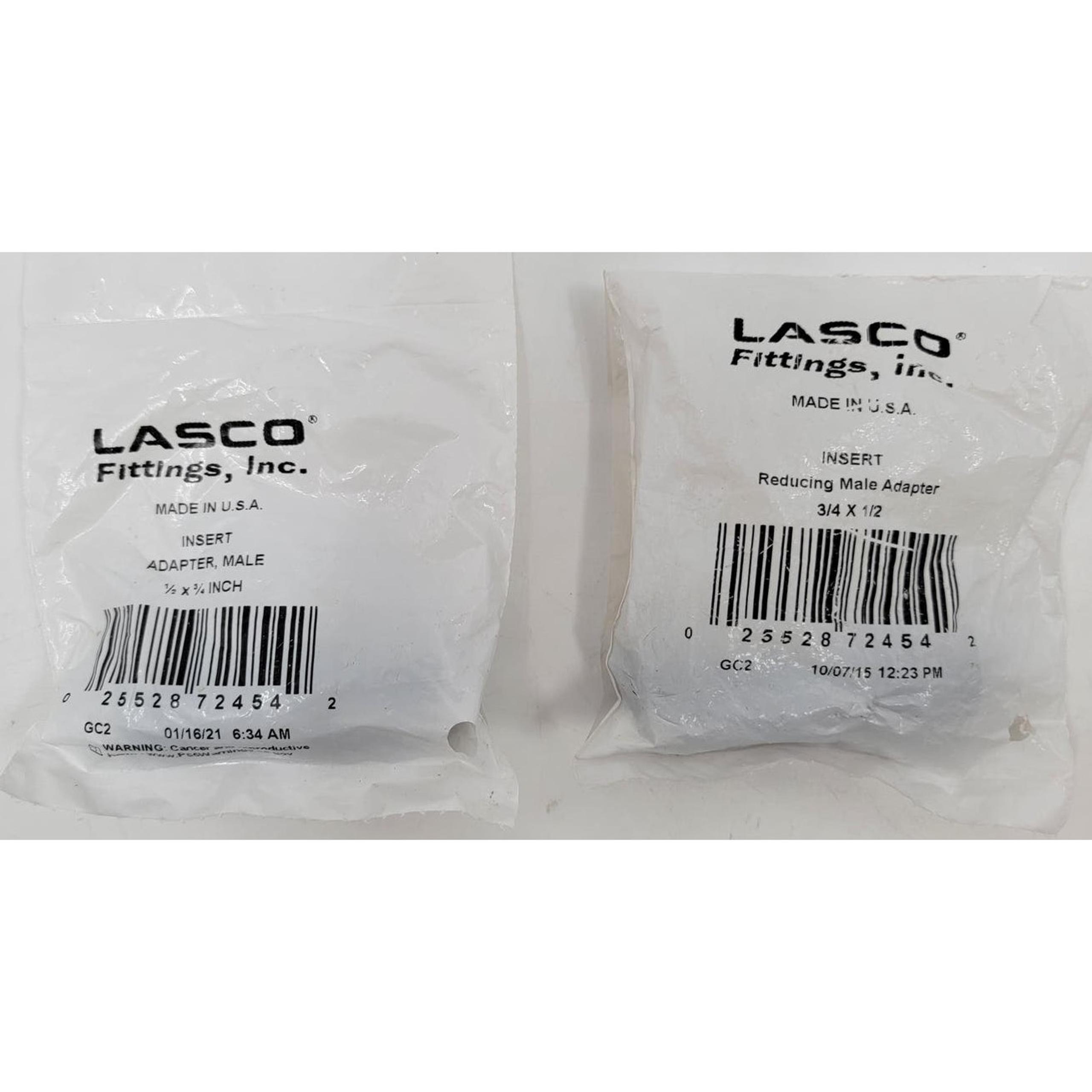 Lasco 1/2" MPT x 3/4" Insert PVC Reducing Male PVC to Flexible Pipe Lot of 2