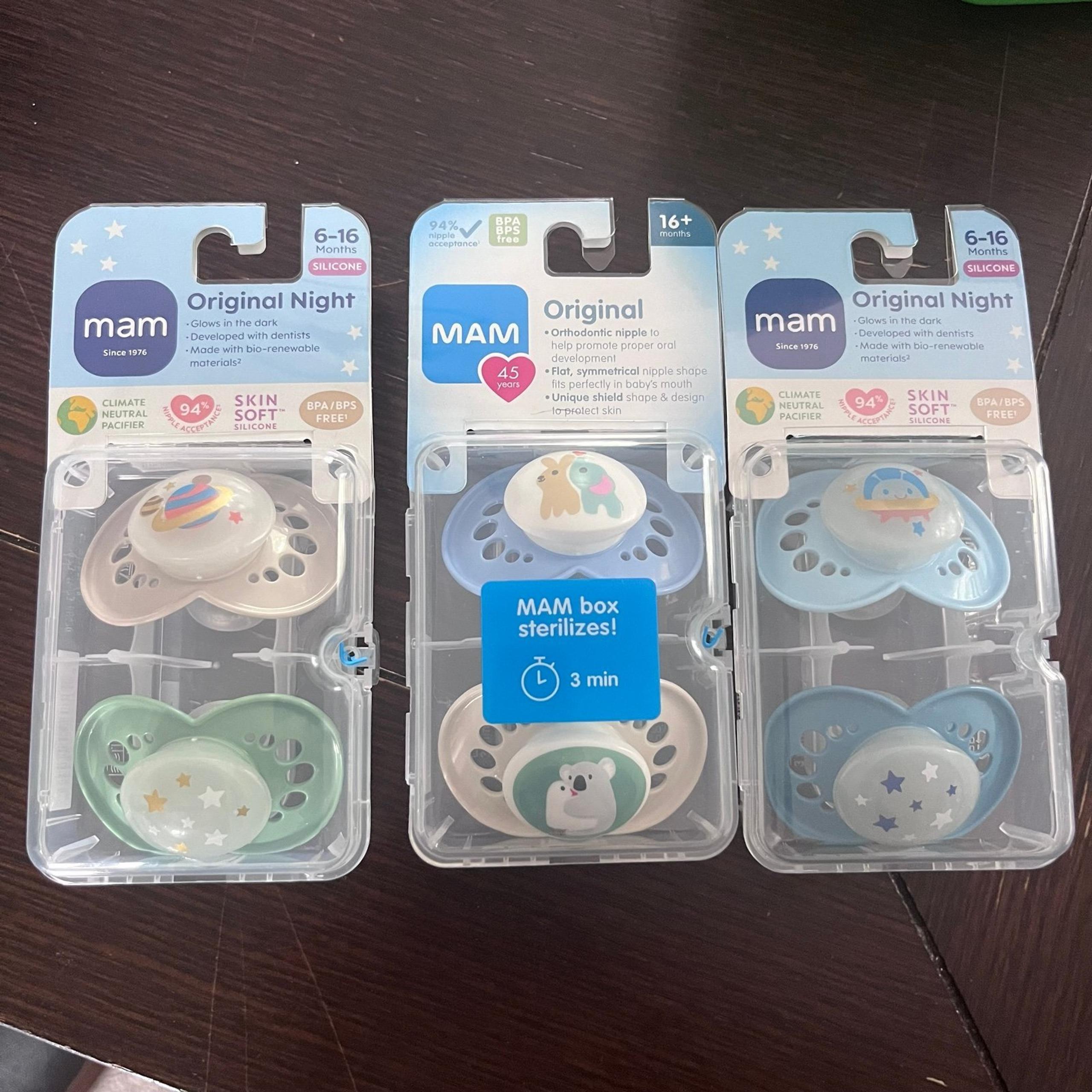 SEVEN packs of MAM pacifiers original