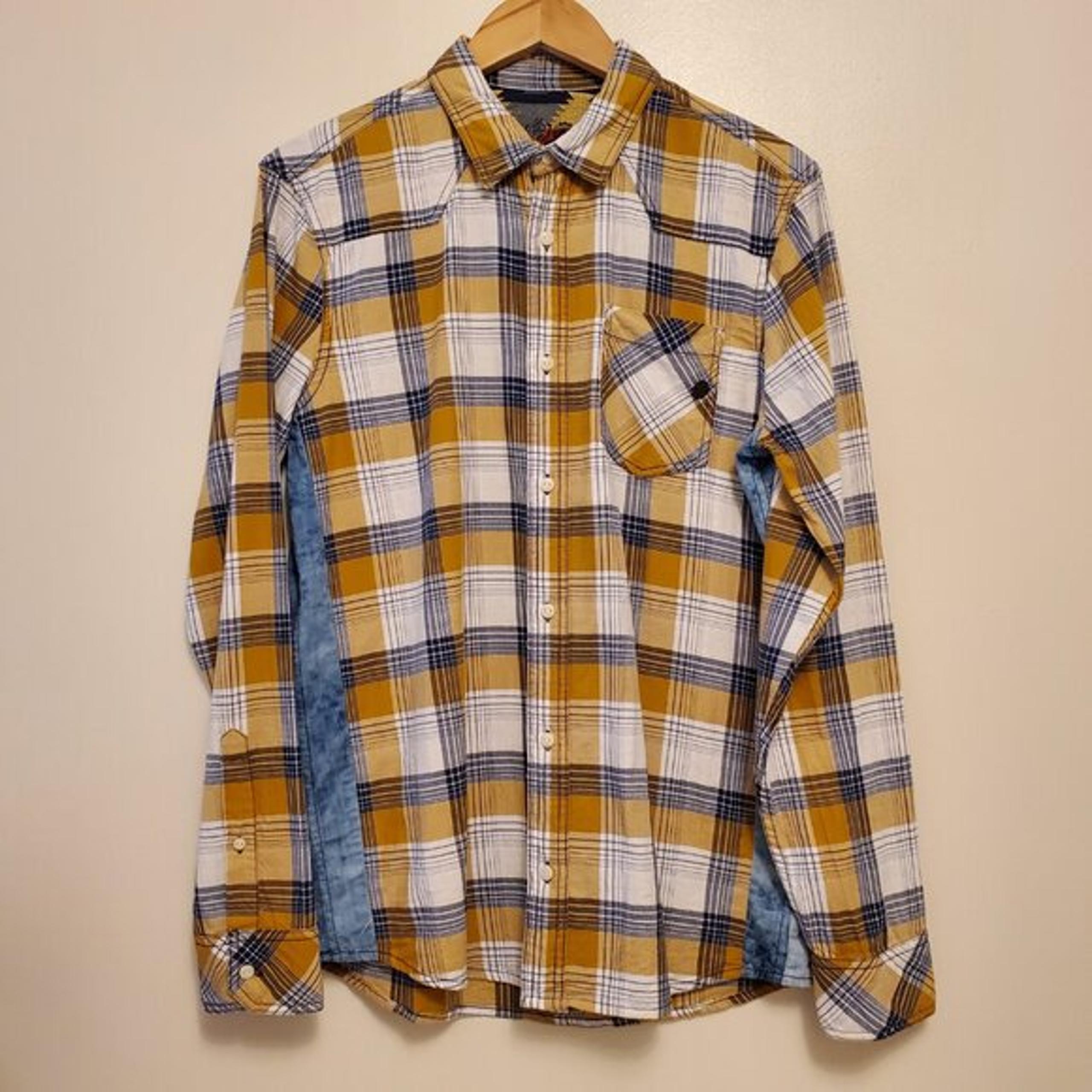 Buffalo David Bitton Mens Citron Plaid Long Sleeve Button Down Casual Shirt - S