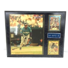 Vintage Ken Griffey Jr. Photo & Baseball Card Engraved Plaque Wall Hanging