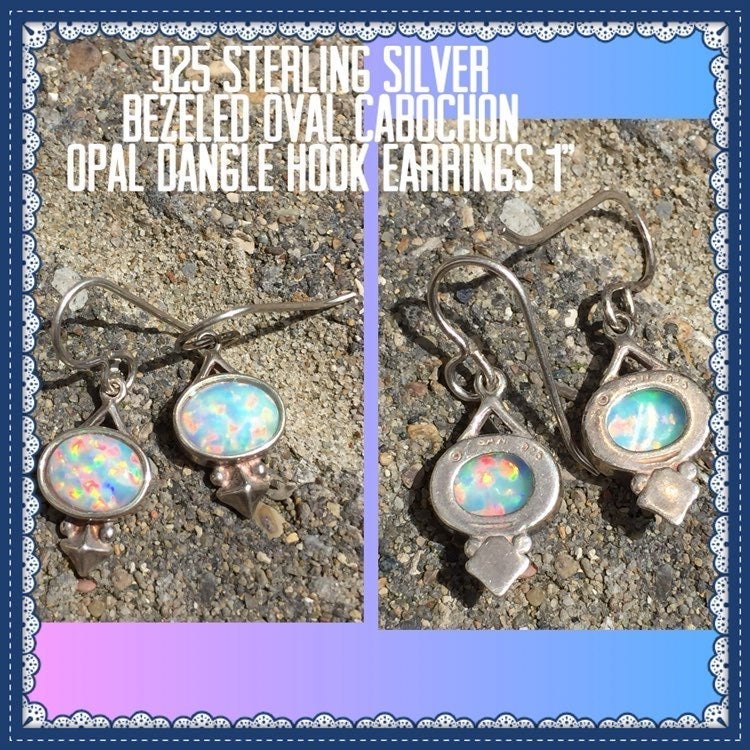 925 STER Opal Dangle Hook Earrings