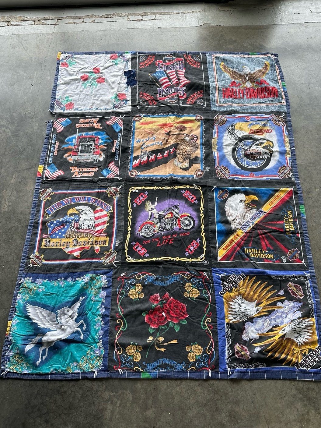 Vintage Harley Davidson Bandana Square Blanket