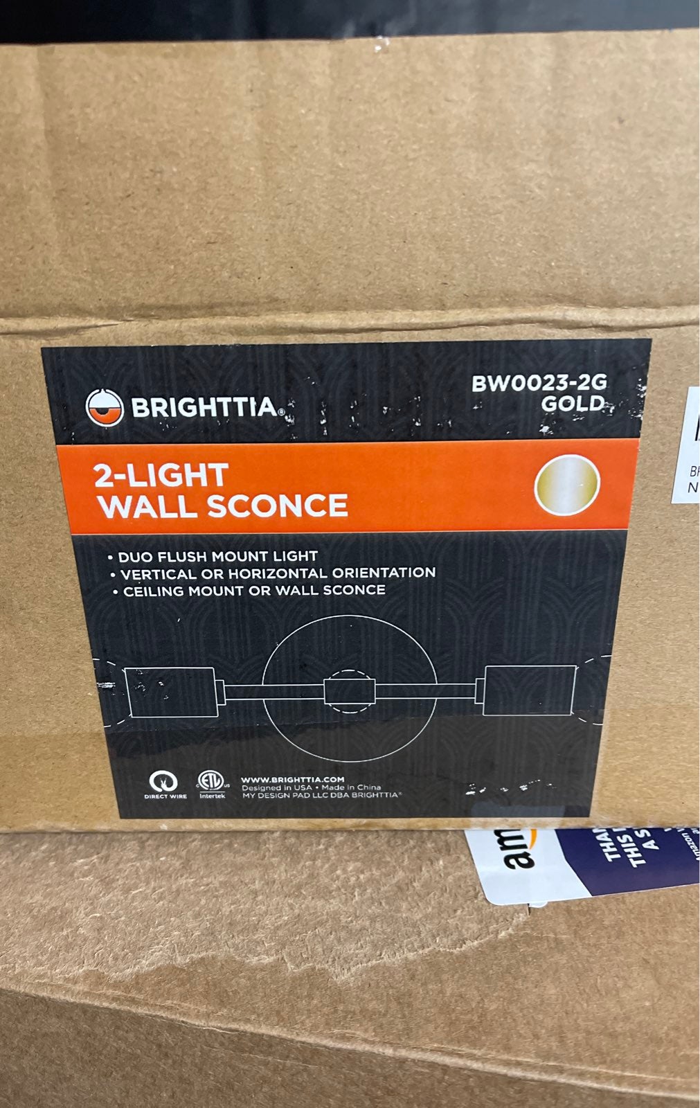 Brighttia 2 Light Wall Sconce - Gold