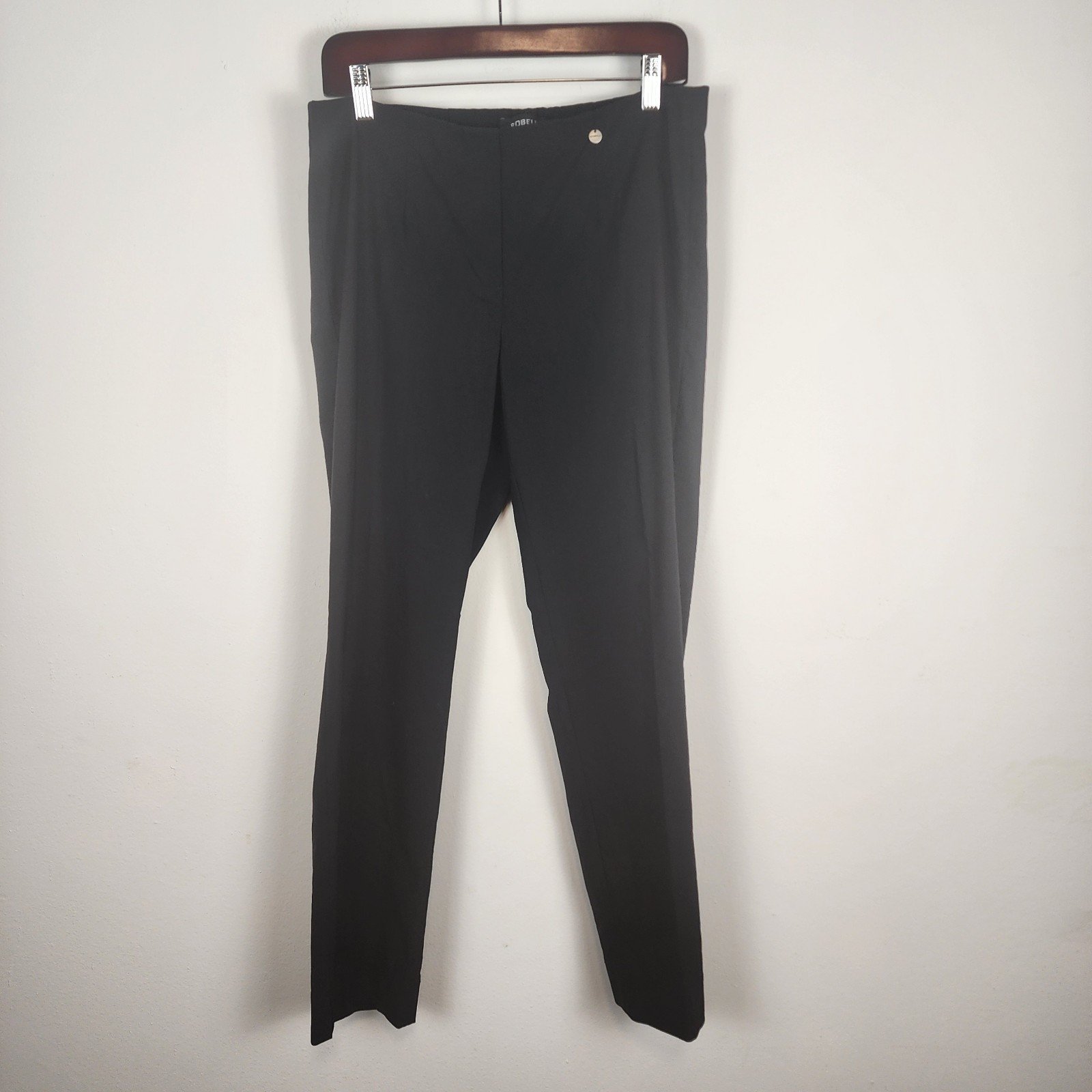 Robell Marie Viscose Blend Black Straight Leg Pants Women's Size 12