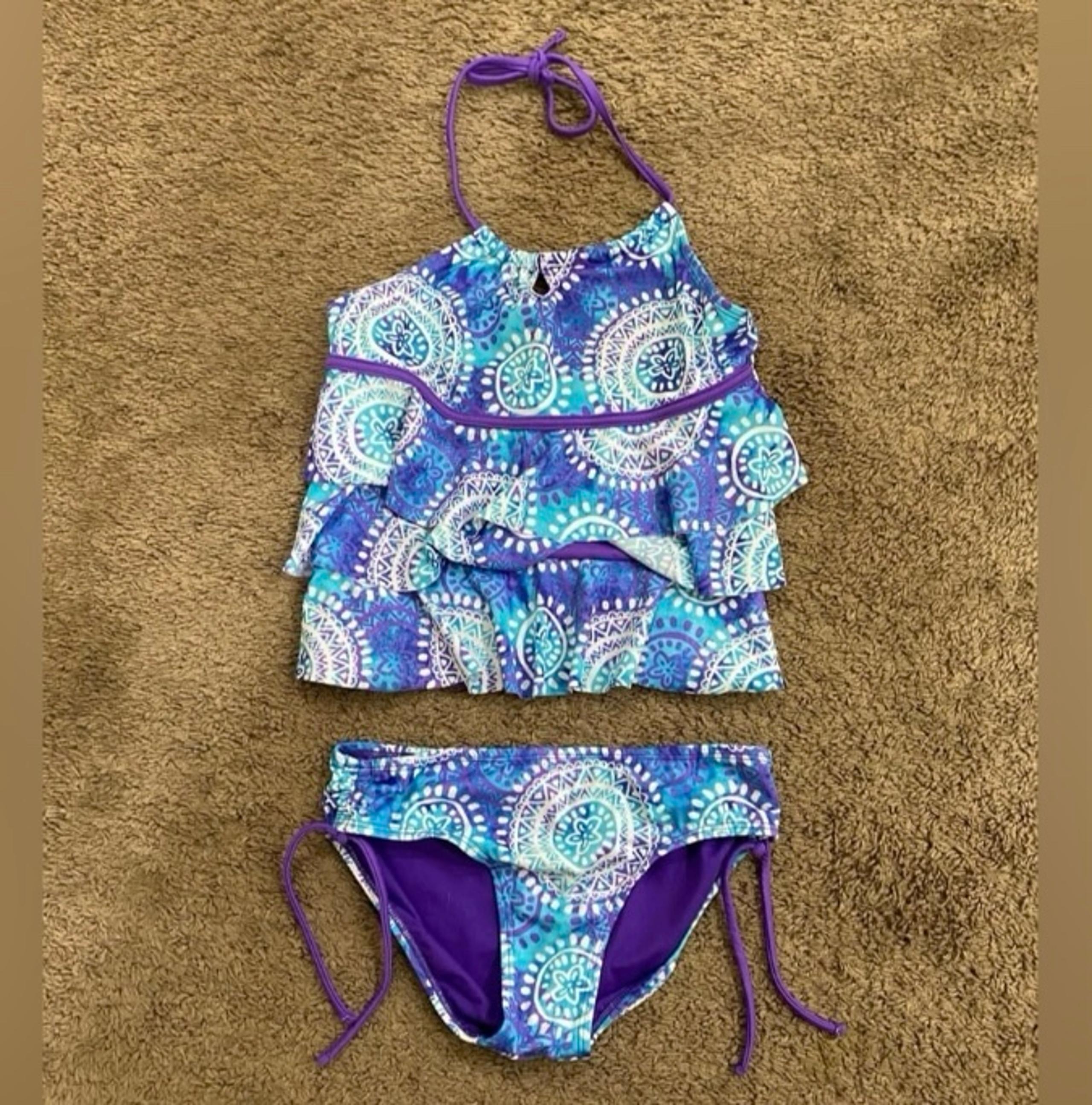 Girls Justice Purple/Blue/White Swimsuit size 12