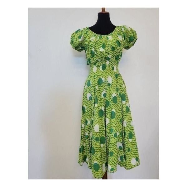 Vintage 1960's Groovy Green Handmade Dress