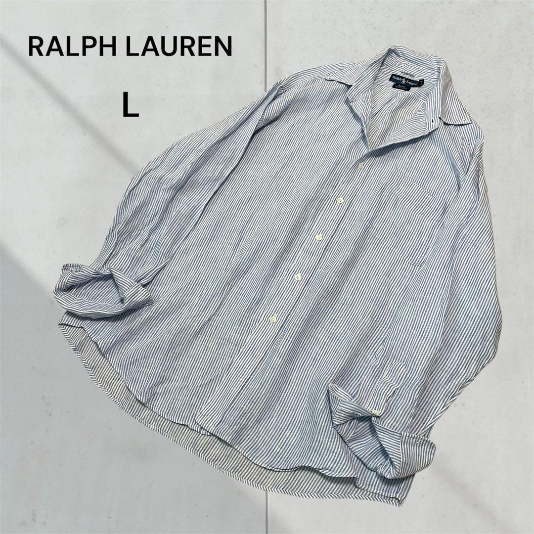 Ralph Lauren BLAKE Linen Stripe Shirt BD 90s