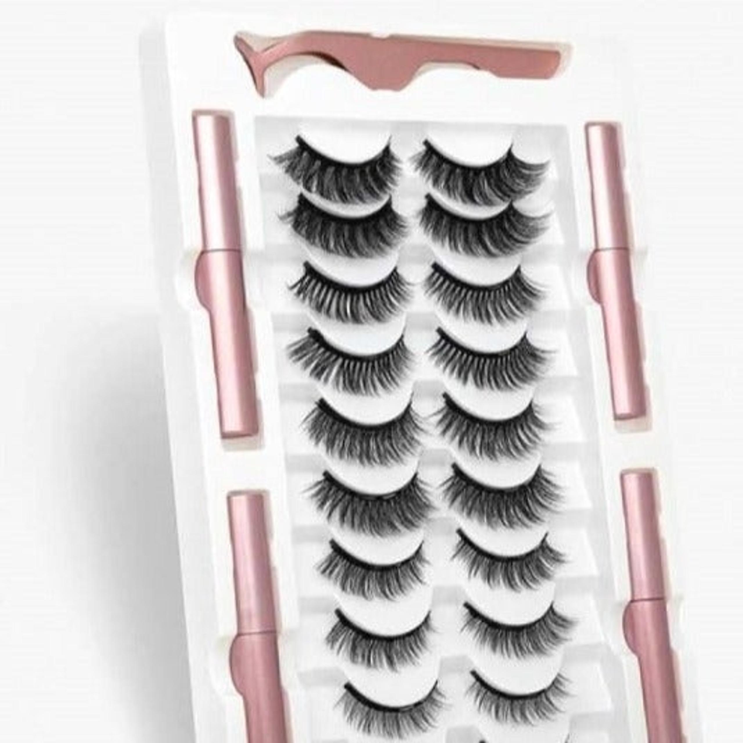 10 Pairs Magnetic Eyelashes & Eyeliner - K8