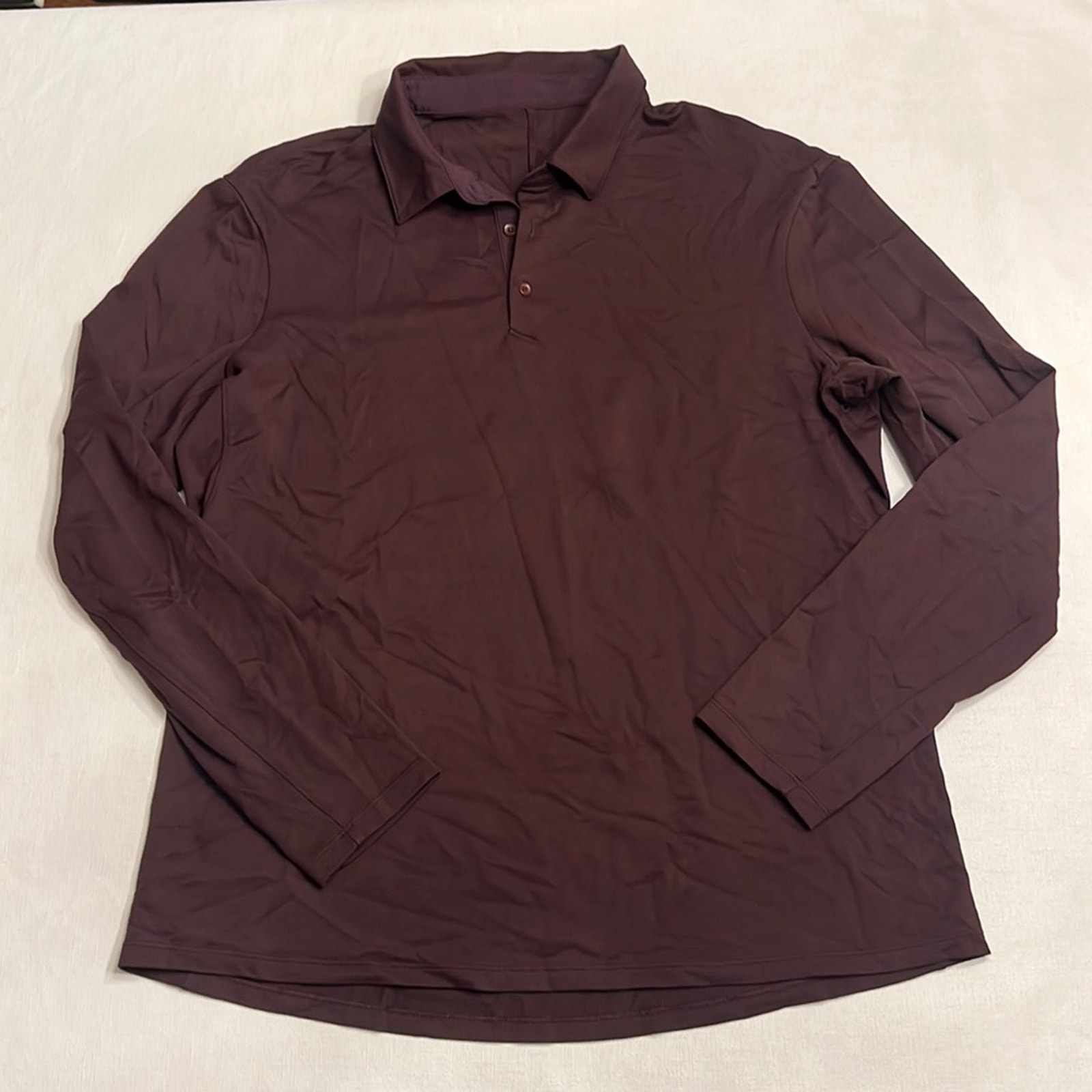 Lululemon Mens Polo Long Sleeve Top Burgundy