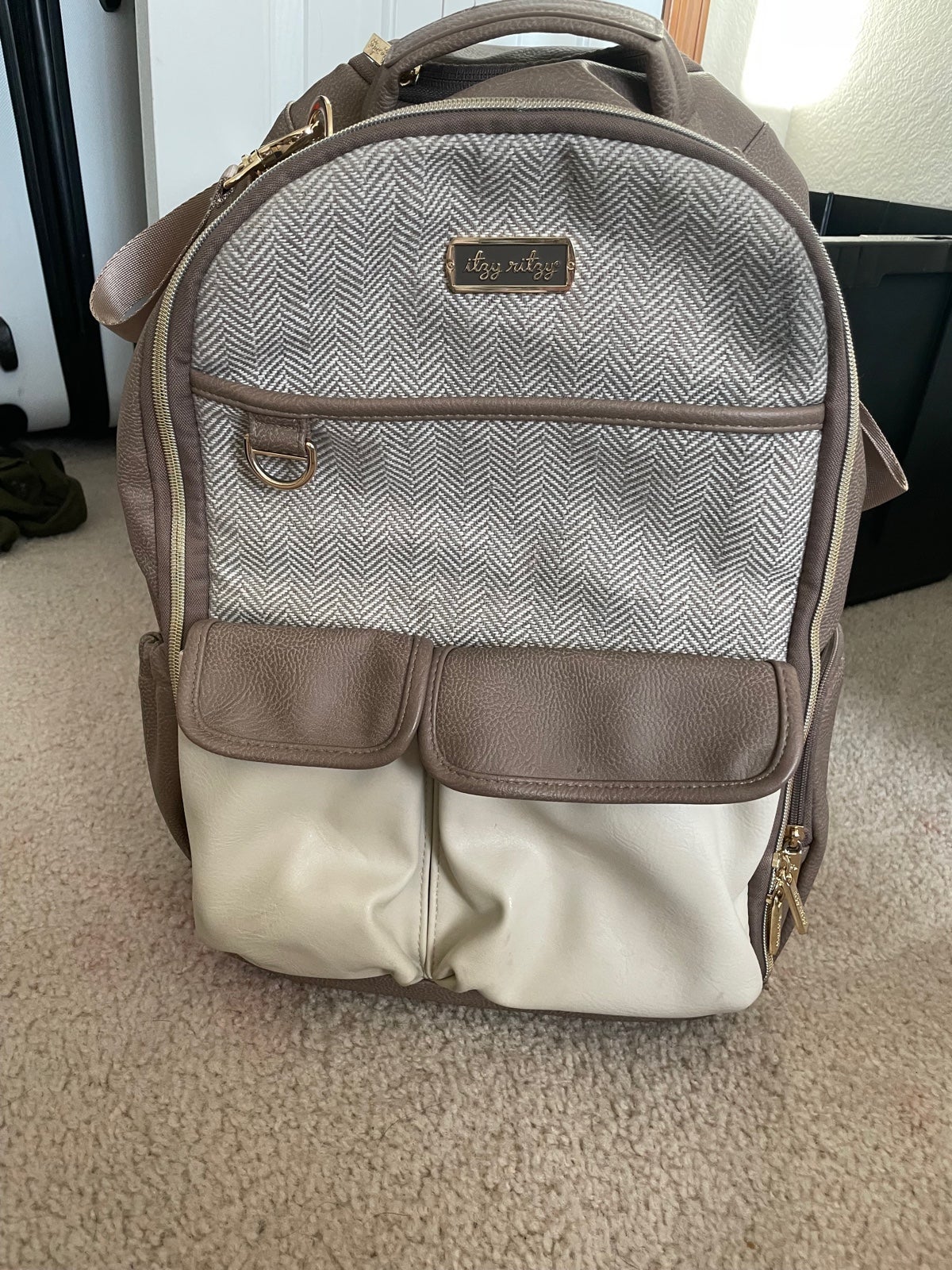 Itzy Ritzy Vanilla Latte Boss Backpack Diaper Bag