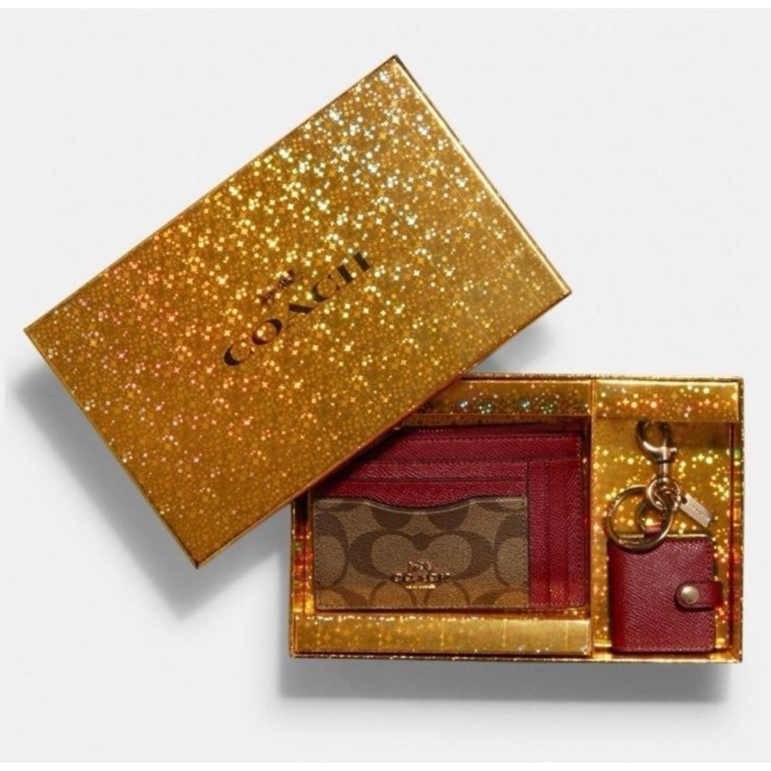 COACH Signature ID Case & Photo Keychain IN GIFT BOX NWT