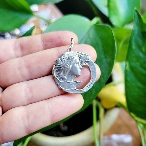 Vintage Genuine Art Nouveau Sterling Silver Pendant