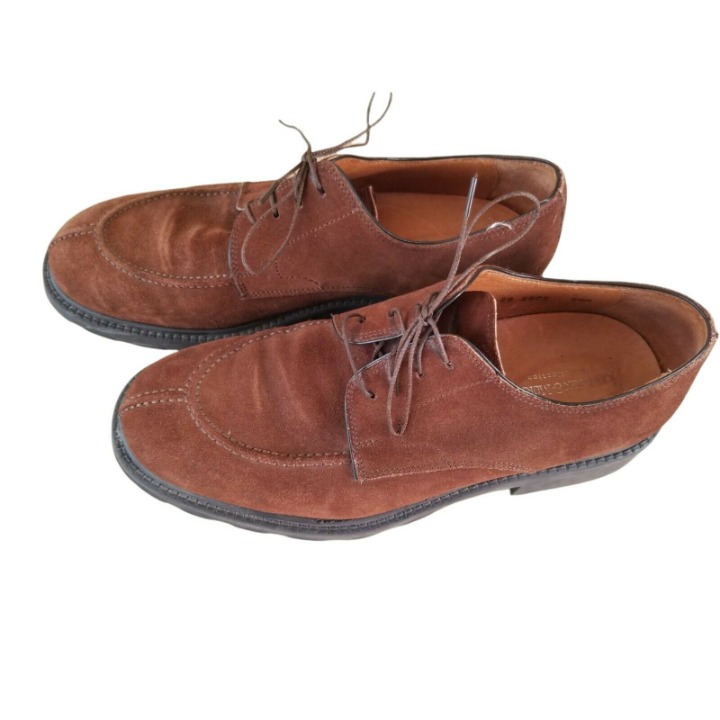 JOHNSTON & MURPHY Collection Men's Chocolate Brown Suede Shoes Size 9.5 M Italy