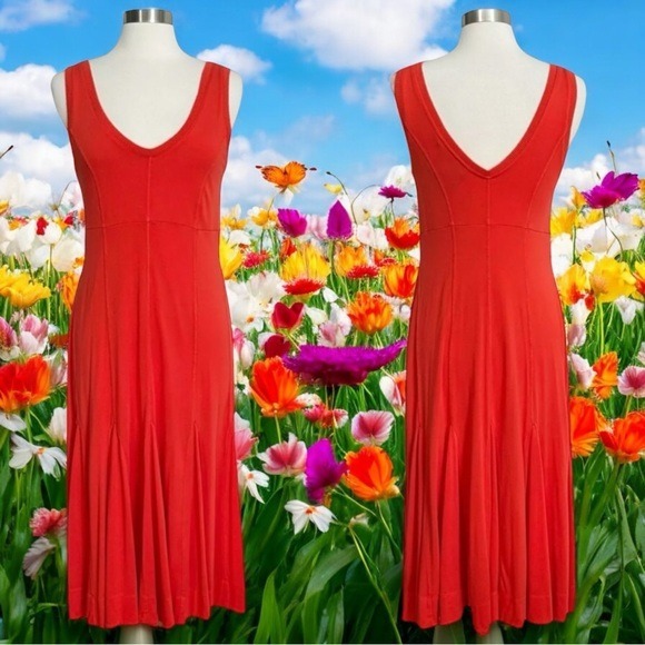 Anthropologie Maeve Abroad Midi Tank Dress in Color Red Tomato Women’s Size M