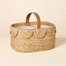 Hearth & Hand Natural Woven Scalloped Baby Diaper Caddy
