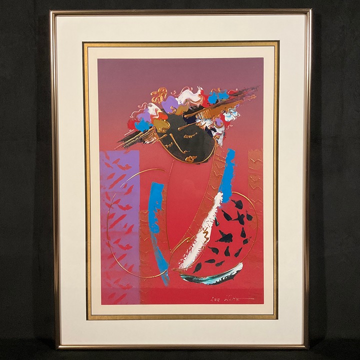 Vintage Framed Original Expressionist Portrait Mixed Media Painting By Lee White
