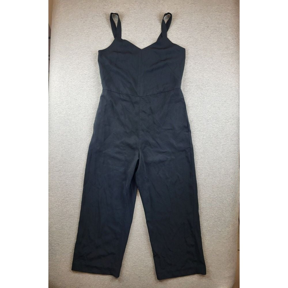 Everlane Womens 4 Black Japanese GoWeave Slip Wide Leg Cropped Classic Jumpsuit