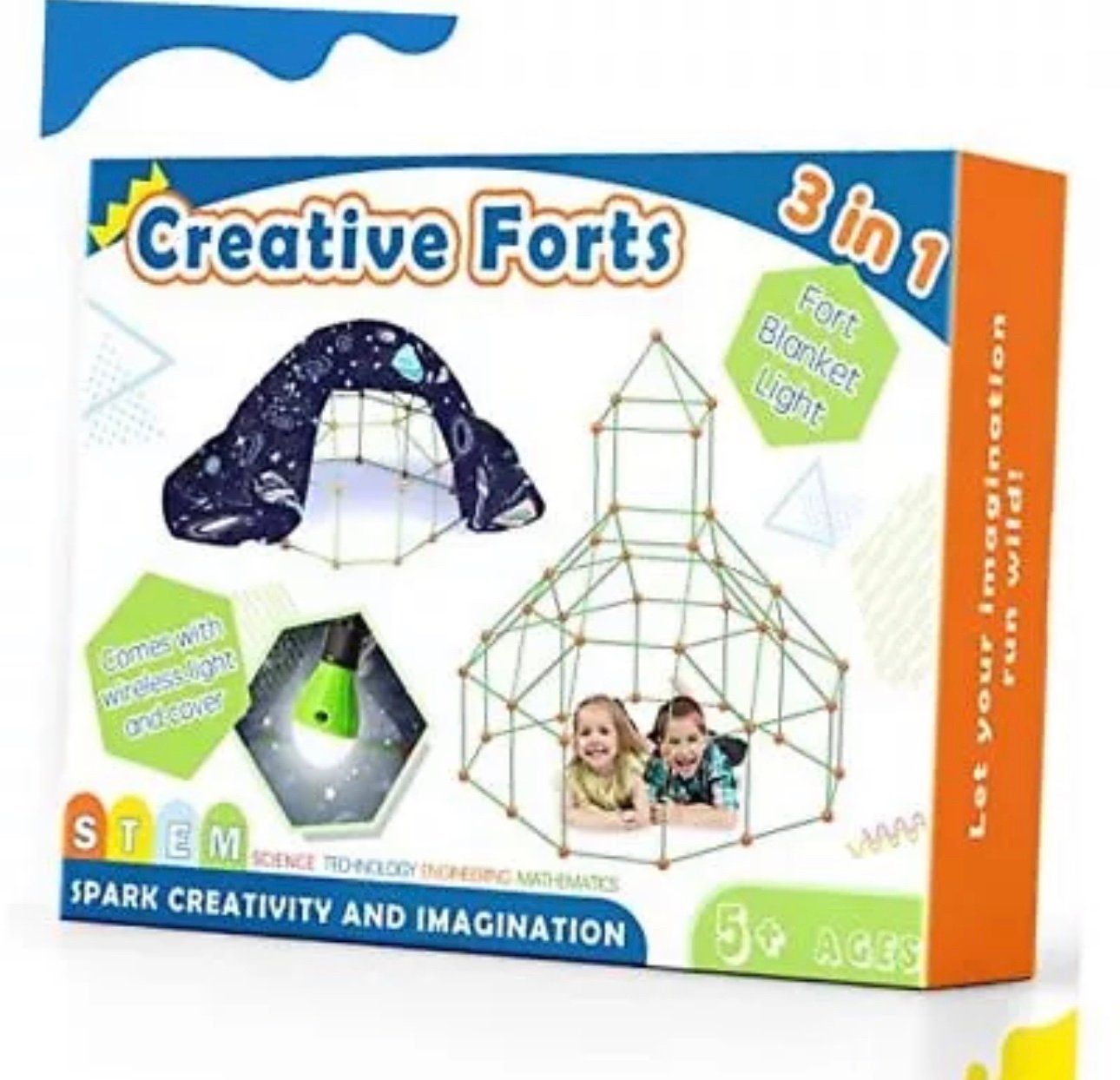 Fort-Building-Kit 130 Pieces with Blanket & Light, 3 in 1 Blanket Fort Toy New
