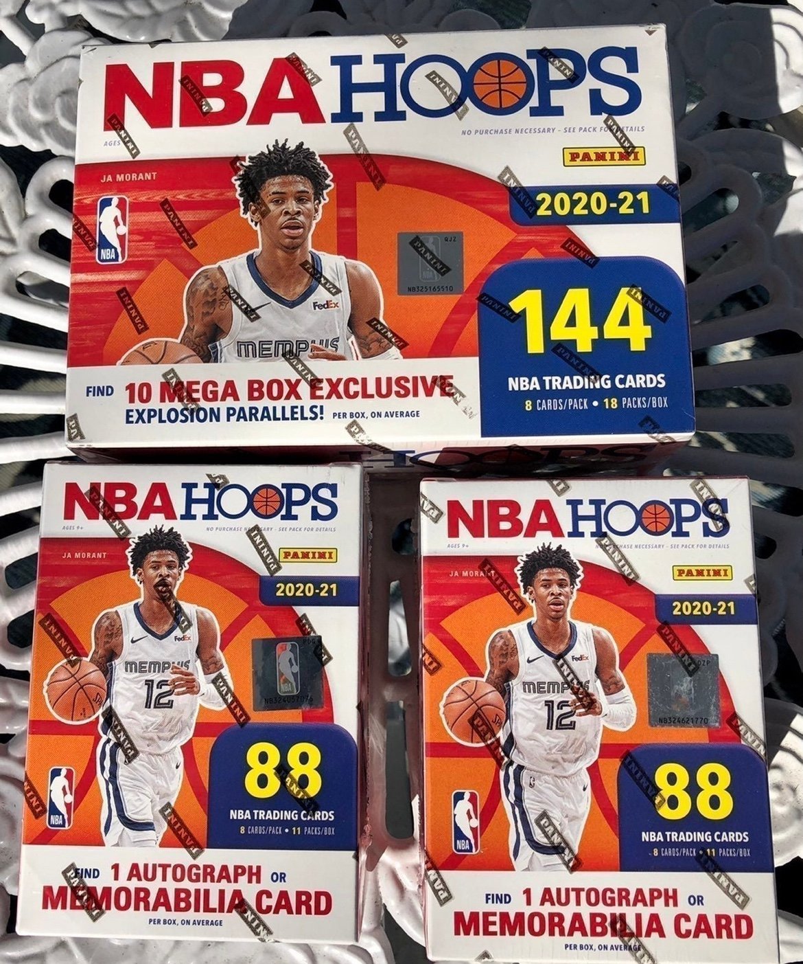 Three item lot of 2020 NBA HOOPS. 1 Megabox +2 Blasters. Edwards, Maxey + Lamelo