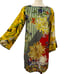 Johnny Was Silk Printed Shift Mini Dress Tunic Coverup Long Sleeve Sheer XS