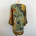 Johnny Was Silk Printed Shift Mini Dress Tunic Coverup Long Sleeve Sheer XS