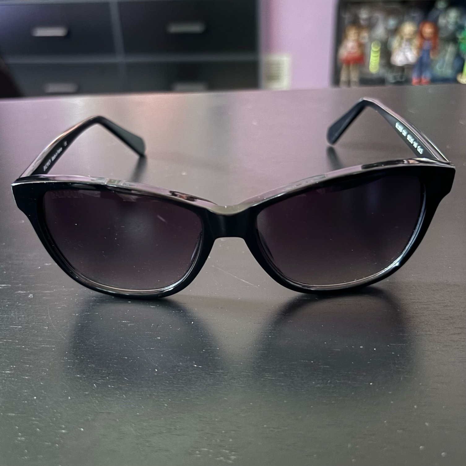 Balmain Oversized Cat Eye Shiny Black Sunglasses