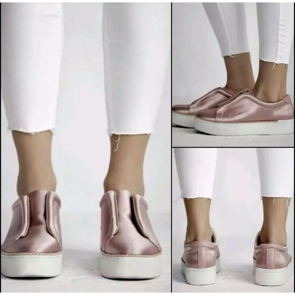 Free People x M4DE Women's Pink Satin Slip-On Sneakers Size 7.5 Casual
