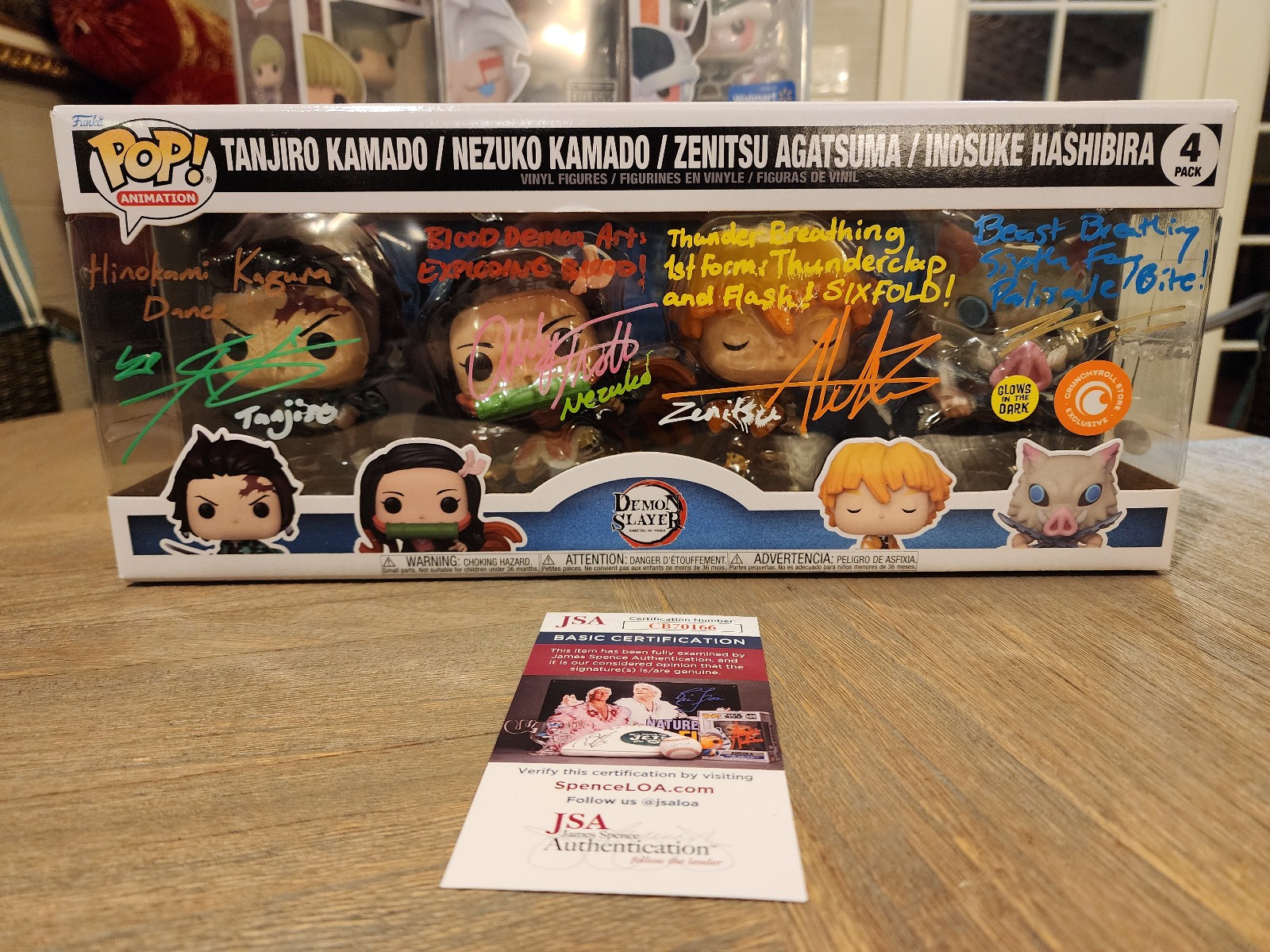 Demon Slayer 4 Pack Crunchyroll Exclusive Funko Tri- color QUADRUPLE signed JSA