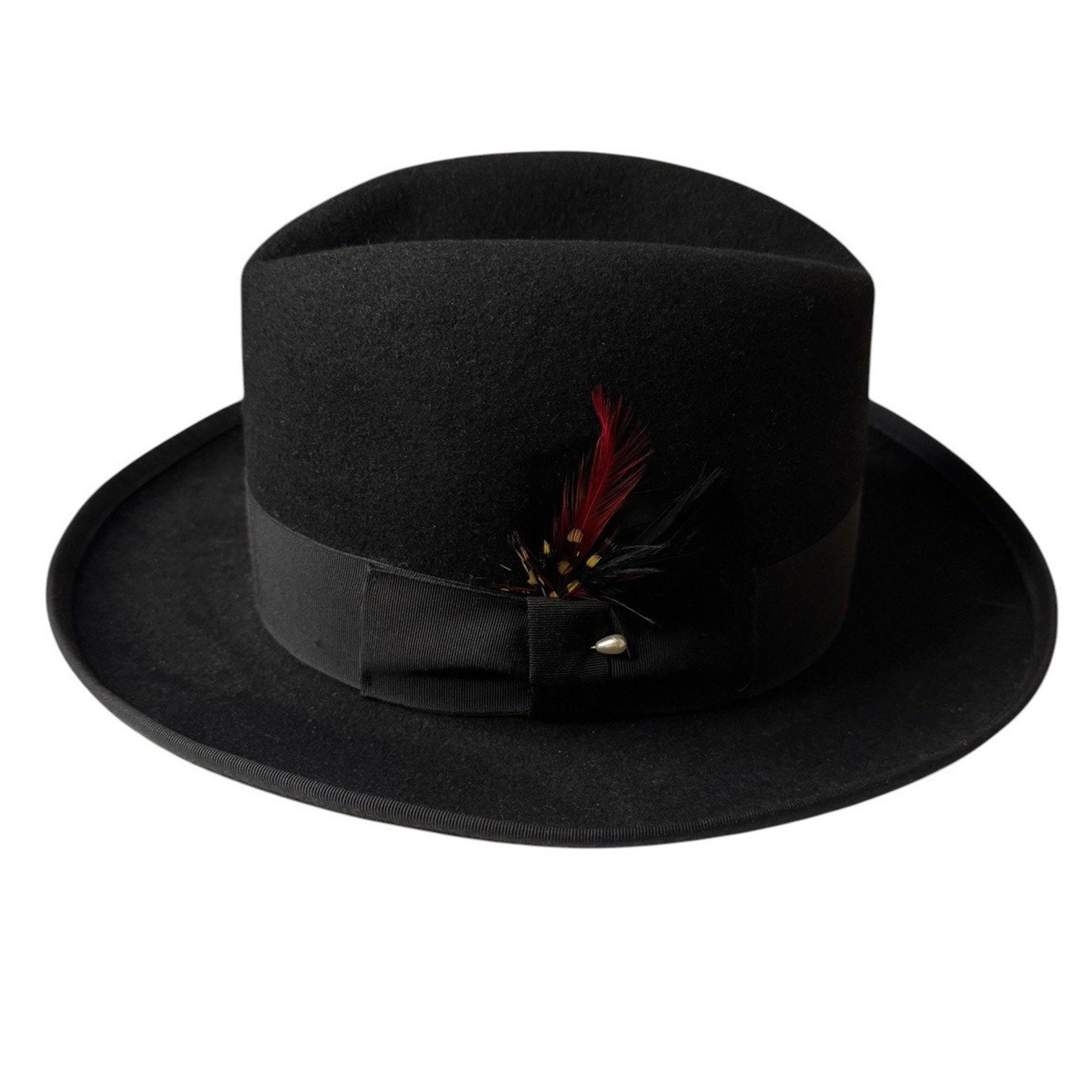 Men’s Fedora Wool Hat Size Small Black 21 Inch Circumference - Stacy Adams