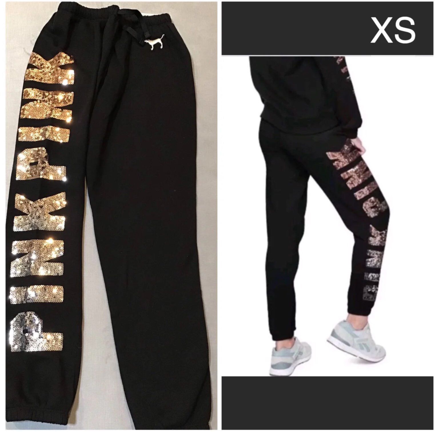 Victoria's Secret VS pink silver gold ombre bling classic gym pants