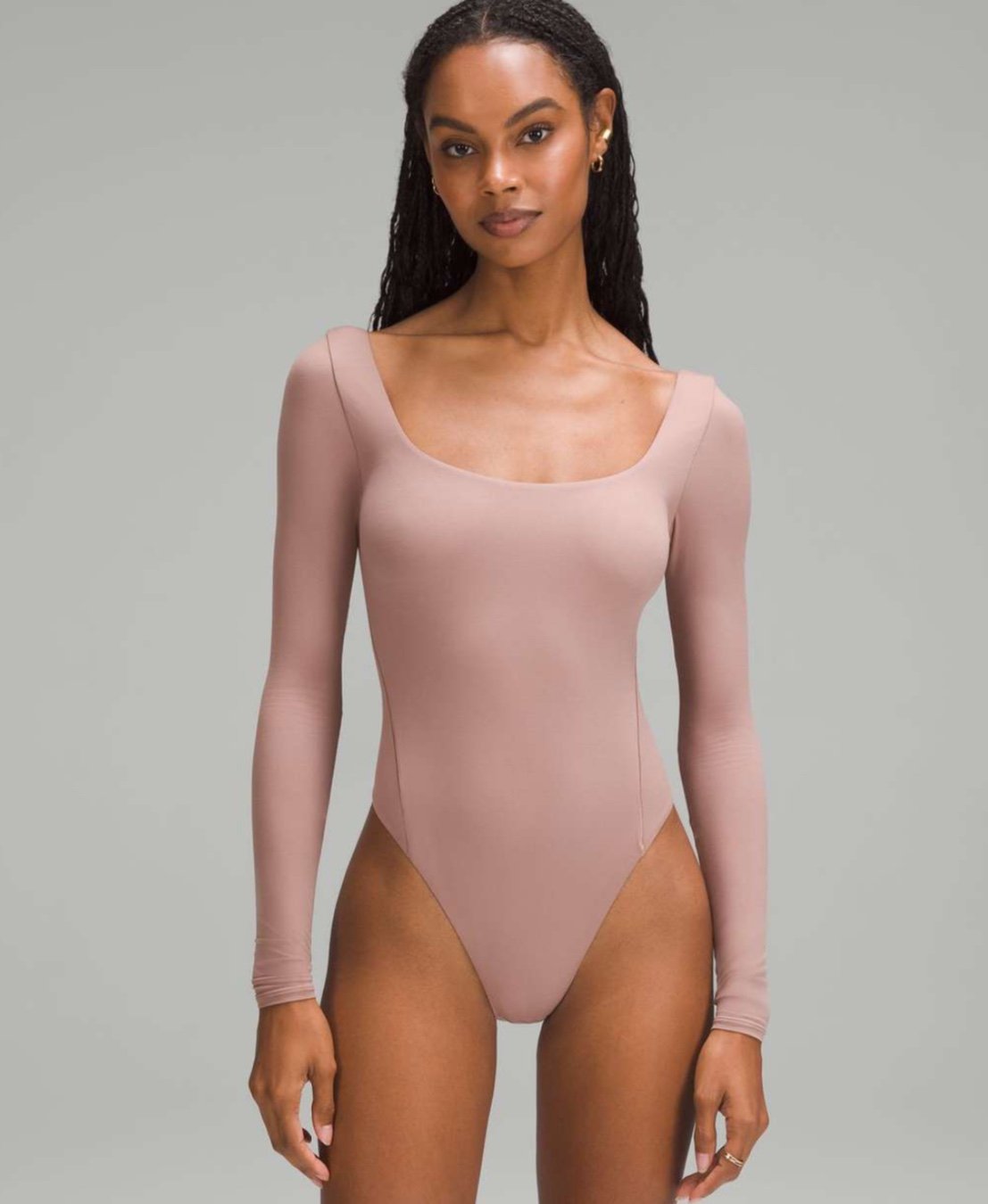 Lululemon Wundermost Ultra-Soft Nulu Square-Neck Long-Sleeve Bodysuit Pink L