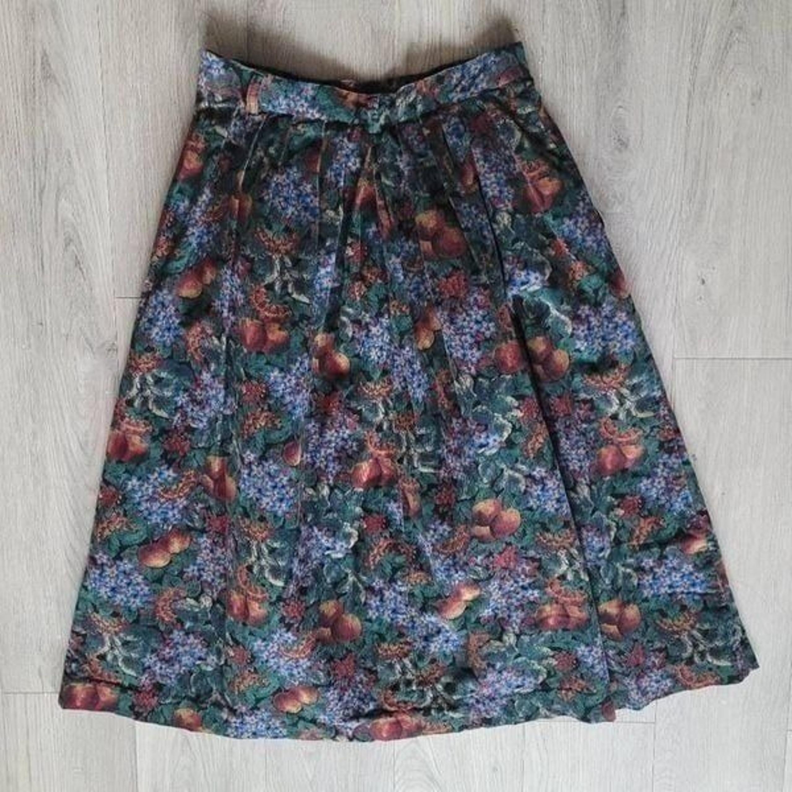 Vintage L.L. Bean floral corduroy maxi length skirt 8 made in USA