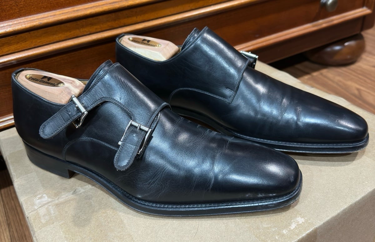 MAGNANNI Lucio Men’s Size 7.5M Double Strap Monk Black Leather Dress Shoes