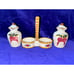 Vintage NASCO Japan Handpainted Ceramic Salt & Pepper Shakers w/Caddy